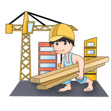勞動節(jié)插畫建筑工人