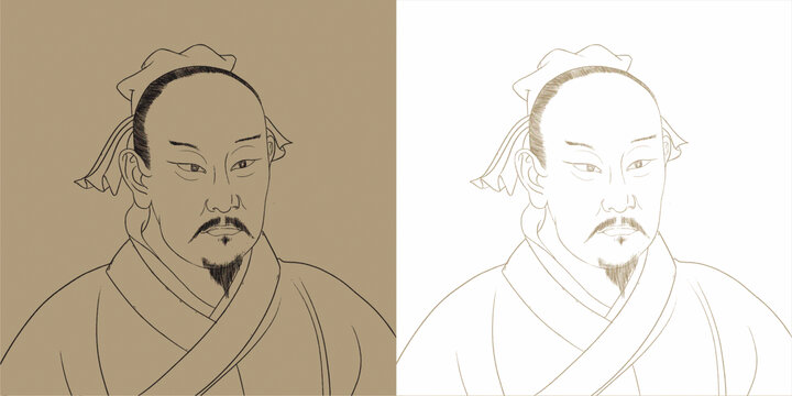 沂國(guó)述圣公孔伋子思手繪矢量圖