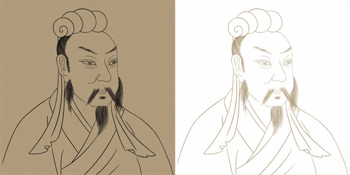 漢代孔子揚(yáng)雄手繪矢量圖