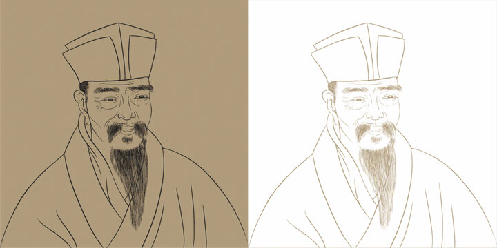 狀元文豪楊慎楊升庵手繪矢量圖