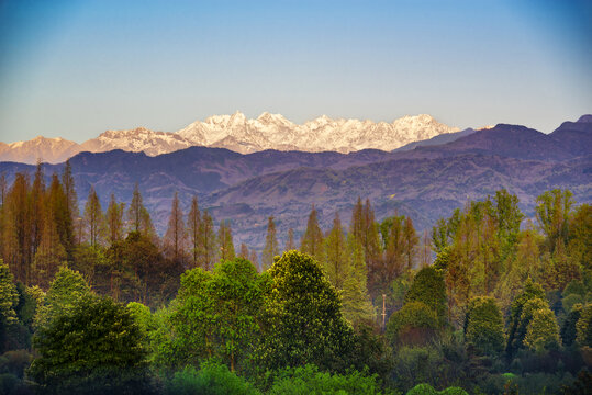 青城看雪山