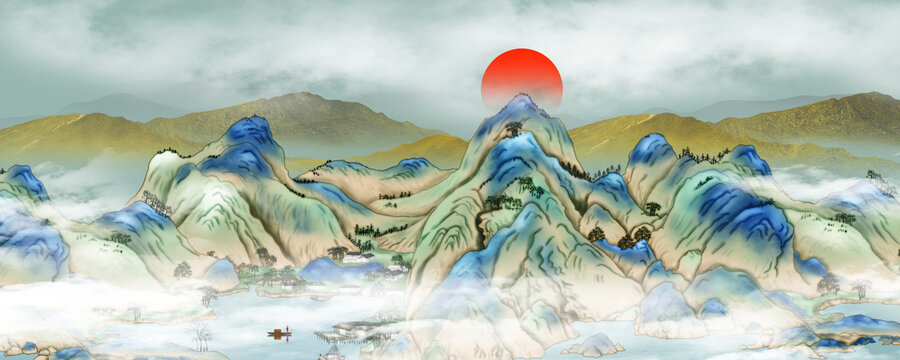 云霧國潮山水