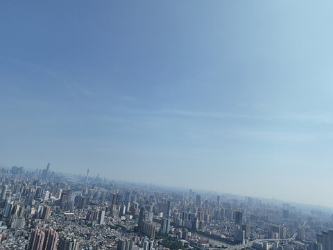 广州荔湾上空鸟瞰广州