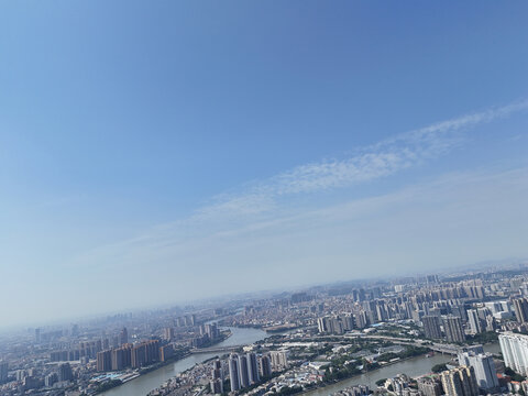 广州荔湾上空鸟瞰广州