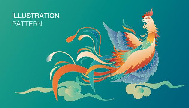 中國風國潮鳳凰矢量插畫元素