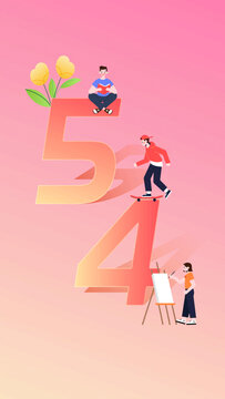 漸變翻頁(yè)五四創(chuàng)意插畫