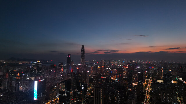 深圳市中心航拍夜景