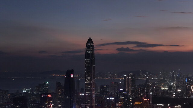 深圳市中心航拍夜景