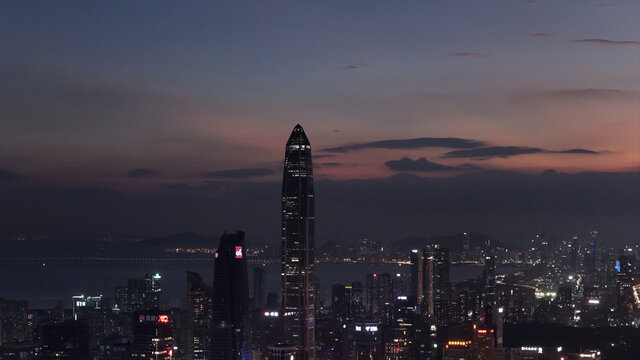 深圳市中心航拍夜景