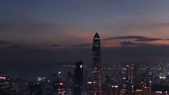 深圳市中心航拍夜景