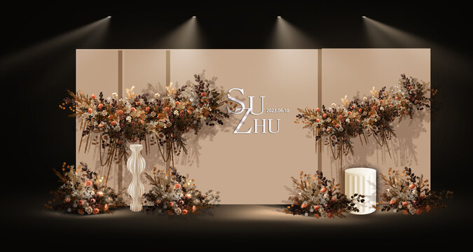 美拉德秋色深香檳簡(jiǎn)約婚禮效果圖