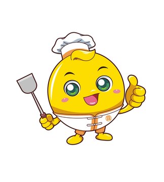 卡通可愛黃豆廚師形象矢量圖
