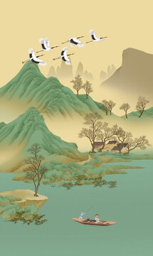 青綠山水立軸