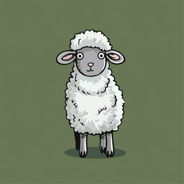 一只可爱的绵羊动物Q版卡通插画