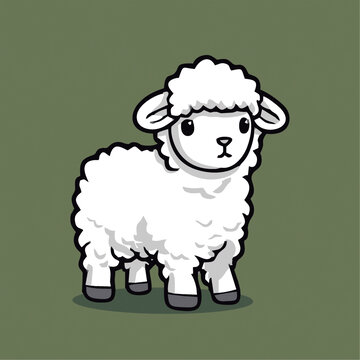 一只可爱的绵羊动物Q版卡通插画