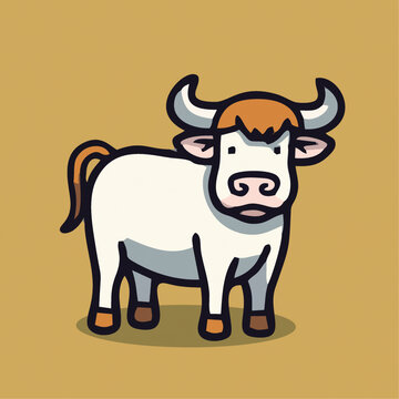 一只可爱的小牛动物Q版卡通插画