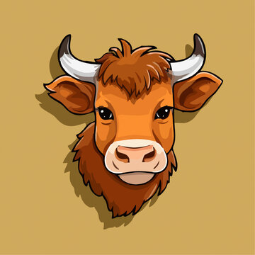 一只可爱的小牛动物Q版卡通插画