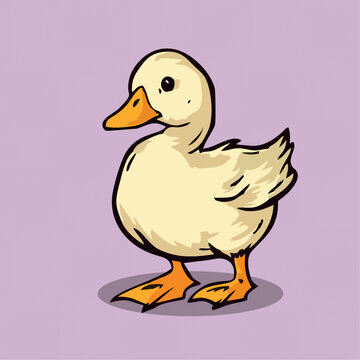 一只可爱的小鸭动物Q版卡通插画
