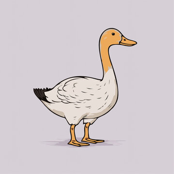 一只可爱的小鸭动物Q版卡通插画