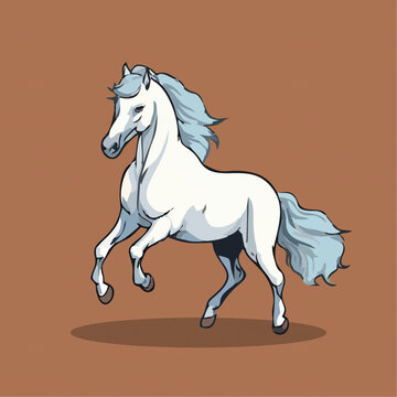 一只可爱的小马动物Q版卡通插画
