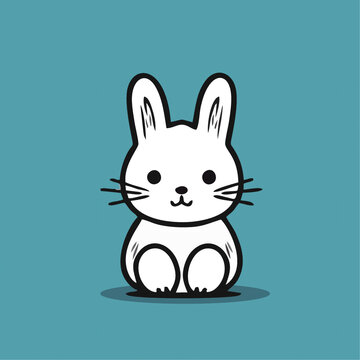 一只可爱的小兔动物Q版卡通插画