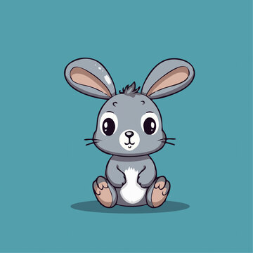 一只可爱的小兔动物Q版卡通插画