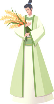 抱著麥穗的古代男子