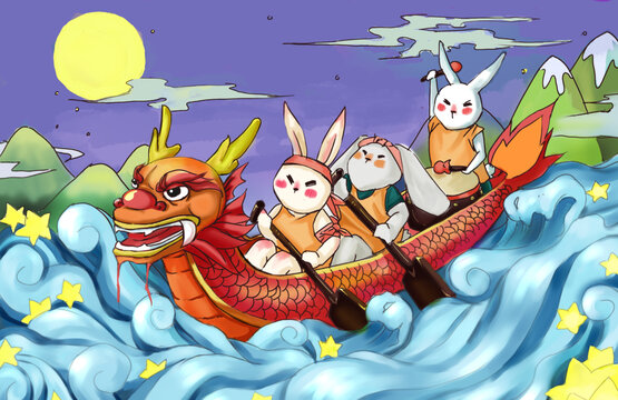 端午龍舟插畫