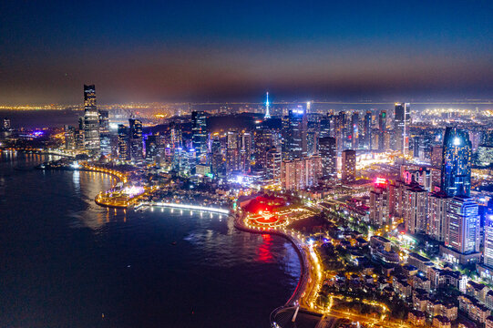 青岛一线五四广场奥帆航拍夜景