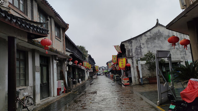 苏州沙溪古镇古街雨后旅游风景