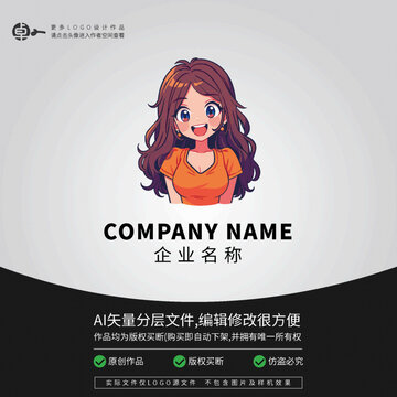 美容美发漂亮长发女孩LOGO