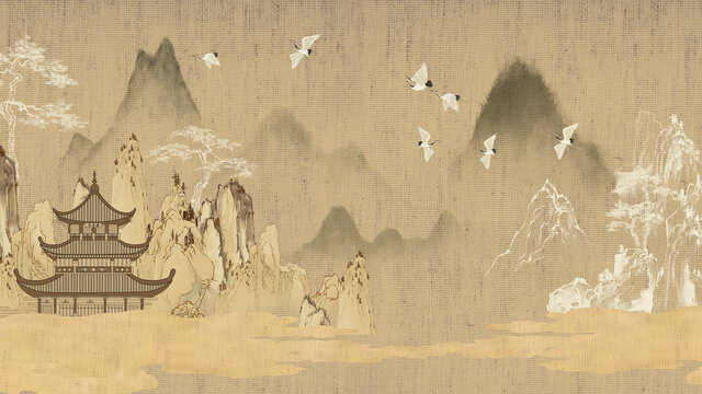 國畫山水裝飾畫