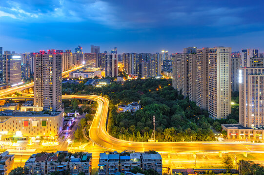 成都339电视塔杉板桥城市夜景