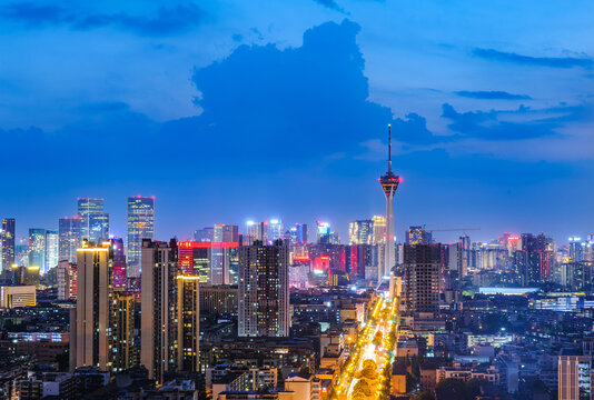 成都339电视塔杉板桥城市夜景