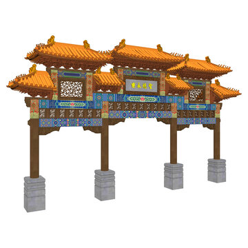 明清牌樓透視效果圖