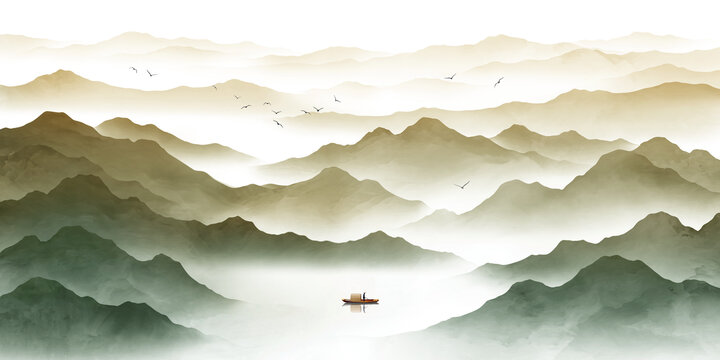 山川秀錦山水畫