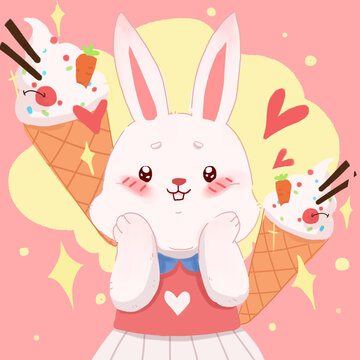小兔子爱吃冰激凌