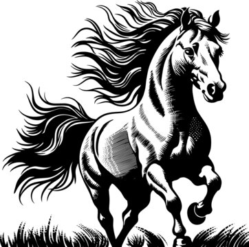 黑板版畫奔跑的馬