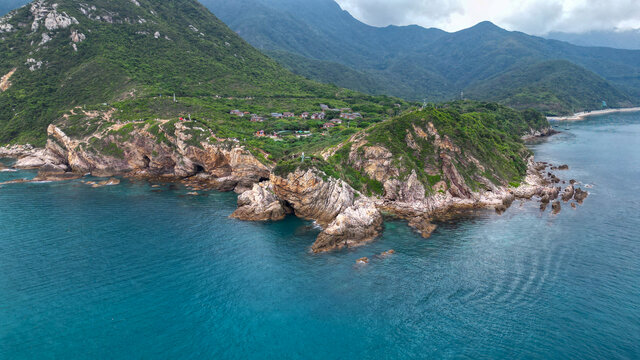 航拍深圳鹿嘴山庄灵龟出海景观