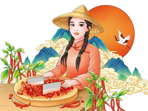 剁辣椒插畫
