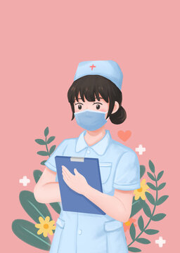 国际护士节护士人物插画