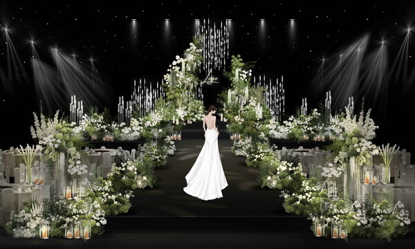 白绿韩式水晶婚礼效果图