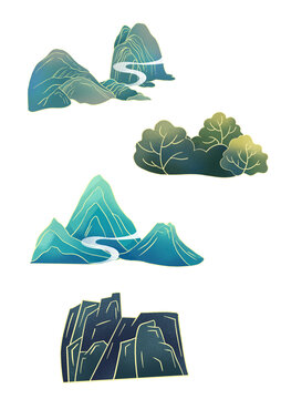 簡(jiǎn)約創(chuàng)意國(guó)潮山水插畫(huà)