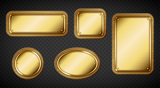 金色黄铜名牌或盘子集合素材