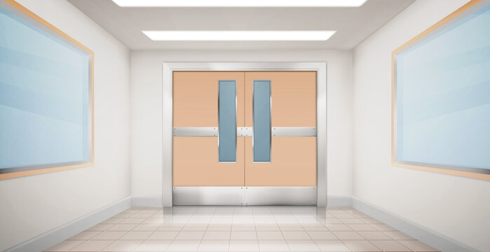 醫(yī)院實驗室或?qū)W校走廊與門口場景
