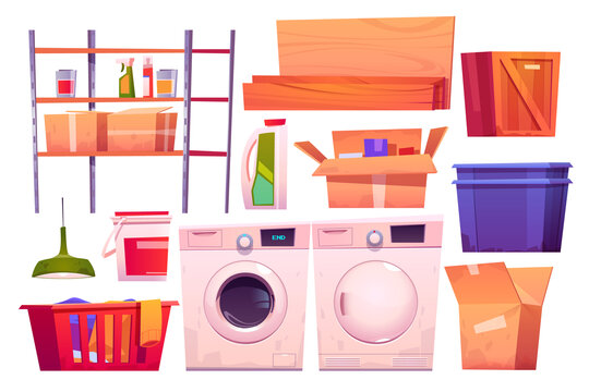 洗衣房设备与用具素材集合