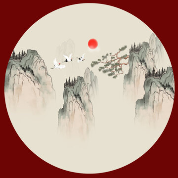 古典圓形山水