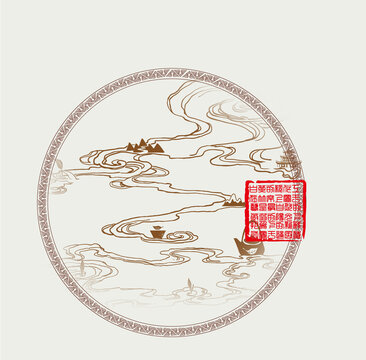 傳統(tǒng)邊框紋樣框圓框