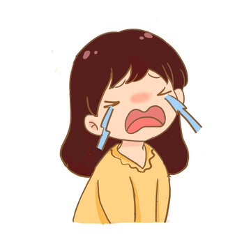 手繪卡通小孩哭鬧表情包免摳元素