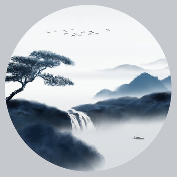 圓形山水畫